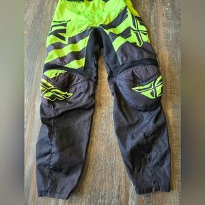 Padded Motorcross Fly Racing Pants F-16 Black and Neon Green Unisex Size 26